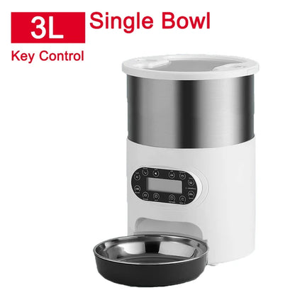 Smart App-Controlled Cat Feeder - Stainless Steel Double Meal Automatic Dispenser for Cats and Dogs