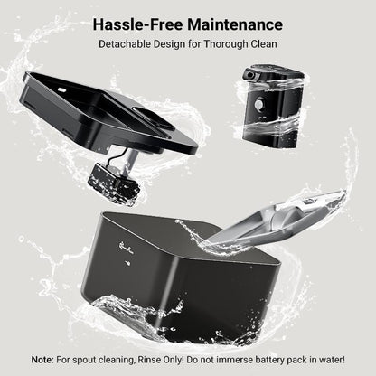 Downypaws Battery Operated Cat Water Fountain, 84Oz/2.5L, Wireless Pet Water Fountain for Cats, Small Dog, Automatic Pet Waterer Fountain, Ultra Quiet Pump, Bpa-Free, Christmas Gift Stainless Steel