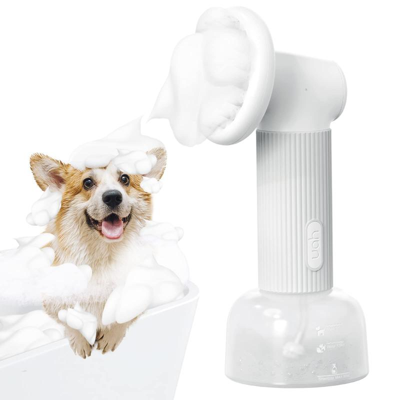 Uahpet Wireless Auto-Foaming Dog Bath Brush with Soap Dispenser – Effortless Lathering Bath Brush for Dogs and Cats
