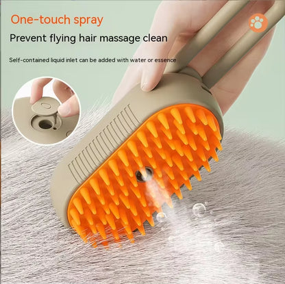 Pet Electric Spray Comb for Cats and Dogs - One-Key Spray Anti-Flying Massage Brush for Hair Removal and Cleaning