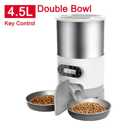 Smart App-Controlled Cat Feeder - Stainless Steel Double Meal Automatic Dispenser for Cats and Dogs