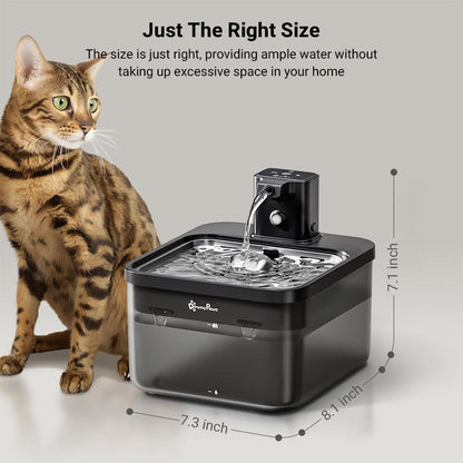 Downypaws Battery Operated Cat Water Fountain, 84Oz/2.5L, Wireless Pet Water Fountain for Cats, Small Dog, Automatic Pet Waterer Fountain, Ultra Quiet Pump, Bpa-Free, Christmas Gift Stainless Steel